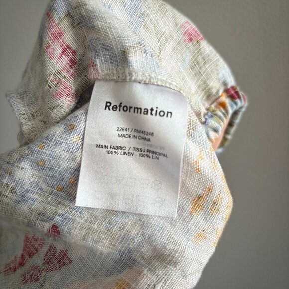 worn once - Reformation Scallop Linen Top in Countryside, size XS - Picture 5 of 5